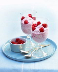 Английский крем с шоколадом, ликером Франжелико и свежей малиной