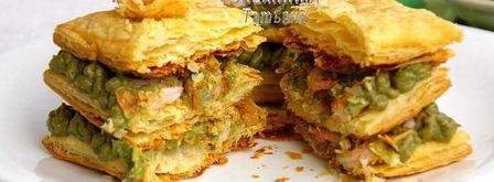 мильфей с креветками, сыром джюгас и кремом из авокадо. Шаг 15