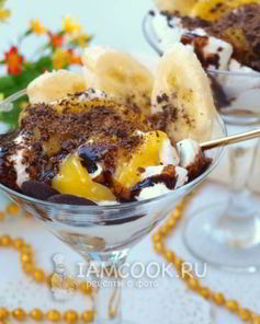 Мороженое с лимонным курдом, шоколадом и бананом