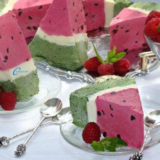 Рецепт торта-мороженого арбуз