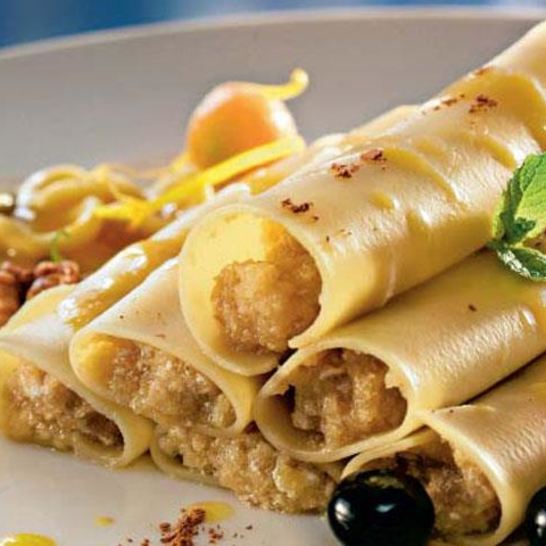 Рецепт каннеллонь с фруктовым муссом