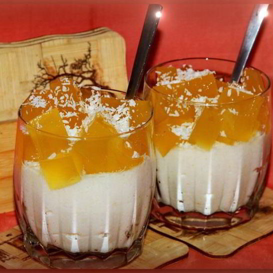 Рецепт творожно-яблочного мусс с апельсиновым желе