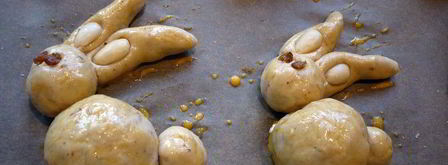 пасхальные зайцы в темно-синем лесу. Шаг 6