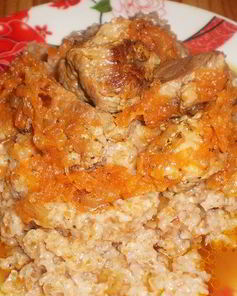 Азу из свинины с подливкой