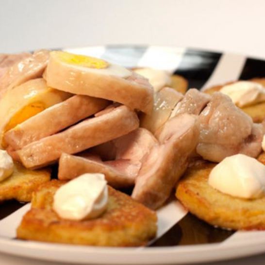 Рецепт фаршированного окорока и драники