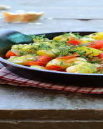 Гарнир из кабачков с помидорами и перца