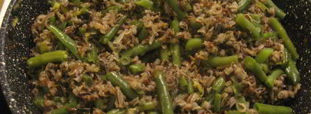 дикий рис со стручковой фасолью и луком-пореем. Шаг 7