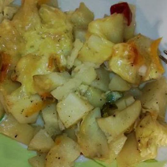 Рецепт картофеля под сыром и овощами