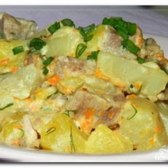 Рецепт картофеля с говядиной в мультиварке