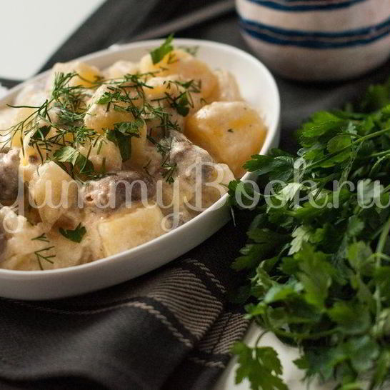 Рецепт картофеля с куриными сердечками в мультиварке