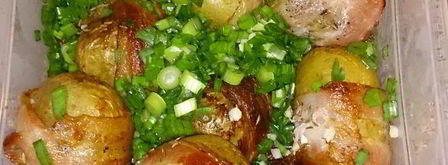 печеный картофель с беконом, зеленым луком и чесноком. Шаг 9