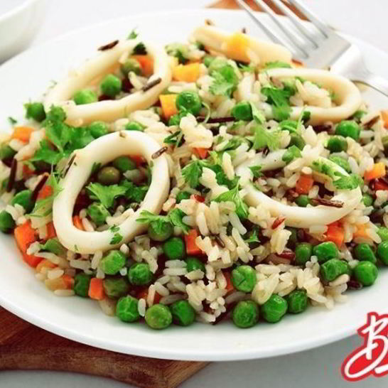 Рецепт риса с кальмарами