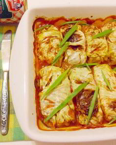 Голубцы с консервированной фасолью и грибами