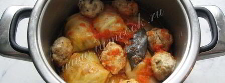 голубцы с курицей, свиной грудинкой и грибами. Шаг 14