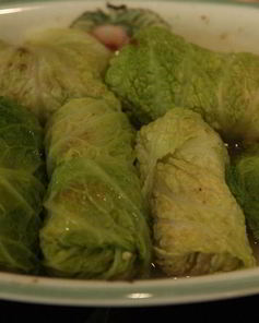 Голубцы с лисичками и пореем