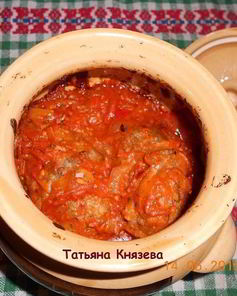 Ленивые голубцы с капустой и фаршем в горшочках