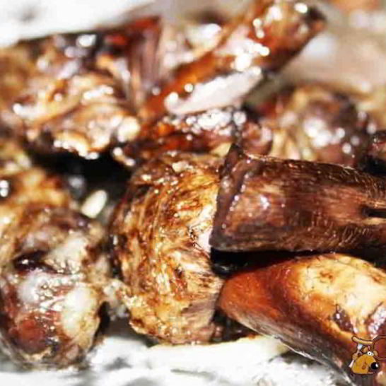 Рецепт луговых шампиньонов в жировой сетке на мангале