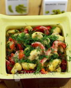 Шампиньоны с болгарским перцем и пармезаном