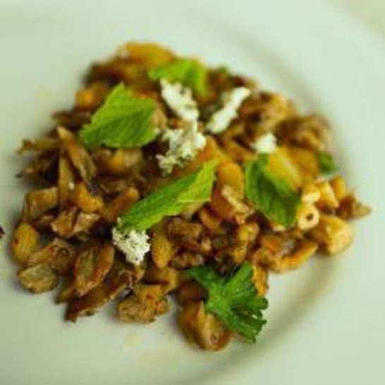 Рецепт жаренных лисичек с шевром и мятой