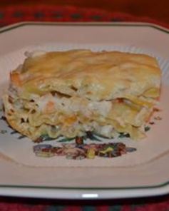 Лазанья с креветками и крабовыми палочками