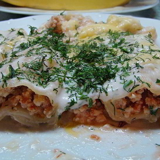 Рецепт каннелоней с мясной начинкой под соусом бешамель