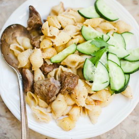 Рецепт макарон с тушеным мясом