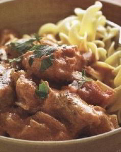 Макароны со свининой