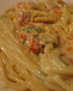 Паста Карбонара с креветками