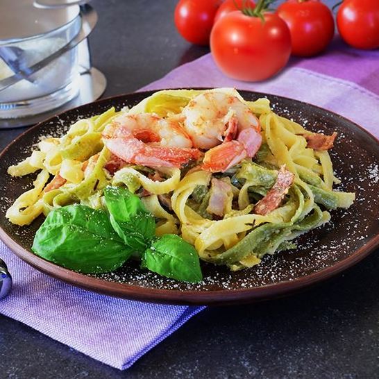 Рецепт пасты с королевскими креветками в сливочном соусе