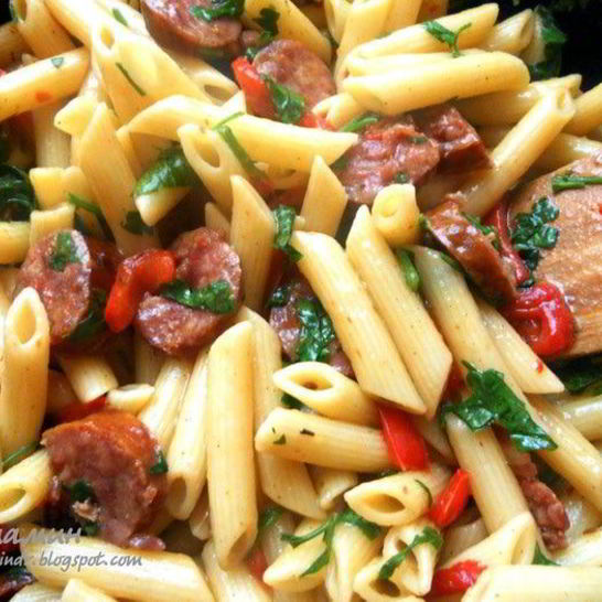Рецепт пасты с краковской колбасой и сладким перцем