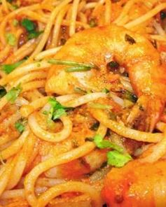 Паста с тигровыми креветками