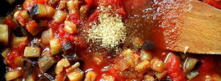 паста, запеченная со сливочно-куриным соусом и капонатой. Шаг 4