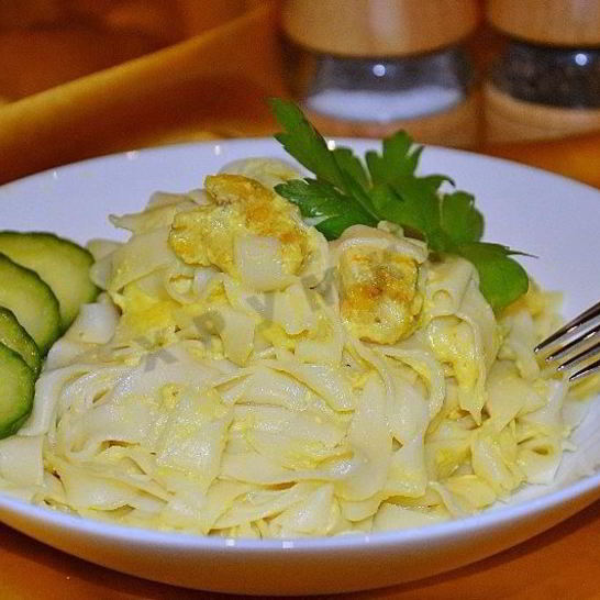 Рецепт спагетти с курицей в сливочном соусе