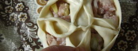 манты с мясом и картофелем. Шаг 12