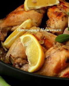 Кролик с лимоном и шалфеем в белом вине