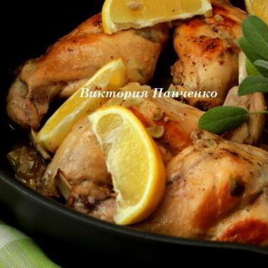 Рецепт кролика с лимоном и шалфеем в белом вине