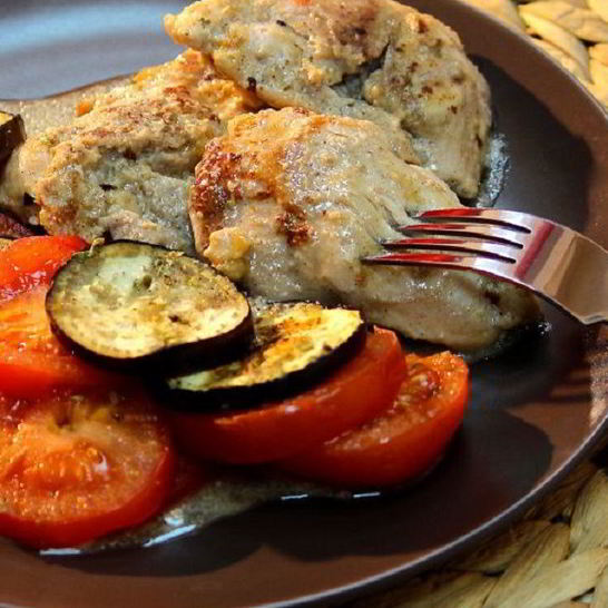Рецепт баклажанов с куриным филе