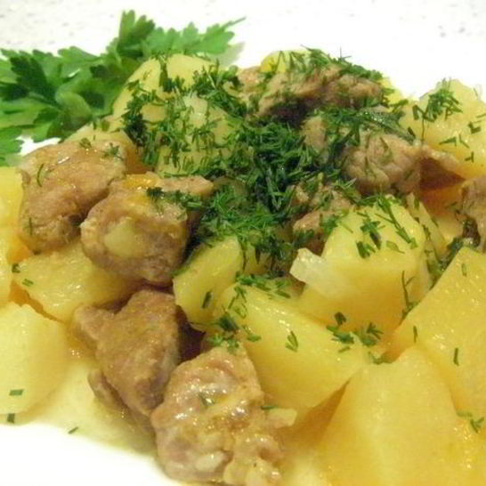 Рецепт тушеной картошки с мясом в казане