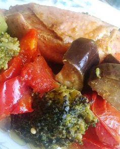 Тушенные овощи с курицей