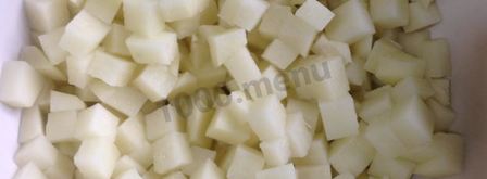 тыква запеченная с курицей и яблоками. Шаг 3