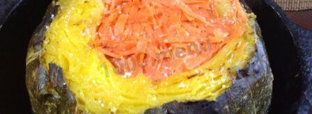 тыква запеченная с курицей и яблоками. Шаг 11