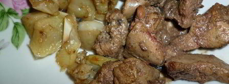 куриная печень с белыми баклажанами. Шаг 4