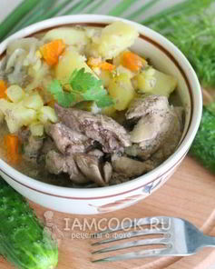 Куриная печень с картошкой в мультиварке