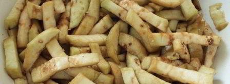 куриная печень с яблоками и баклажанами. Шаг 3