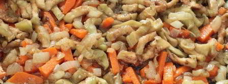 куриная печень с яблоками и баклажанами. Шаг 6