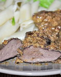 Печень индейки в орехово-чесночном соусе