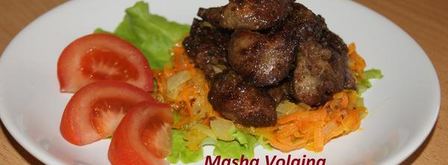 жареная куриная печень с сердечками. Шаг 8