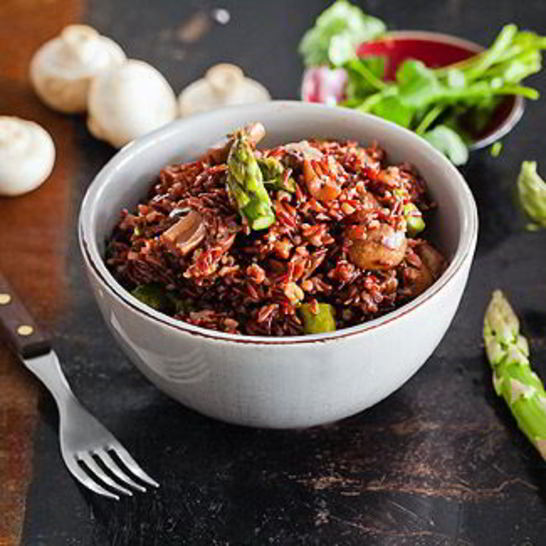 Рецепт пилава из коричневого риса, спаржи и грибов в мультиварке