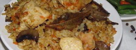 плов с грибами и курицей в мультиварке. Шаг 15