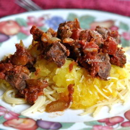 Рецепт мясного рагу с тыквой спагетти